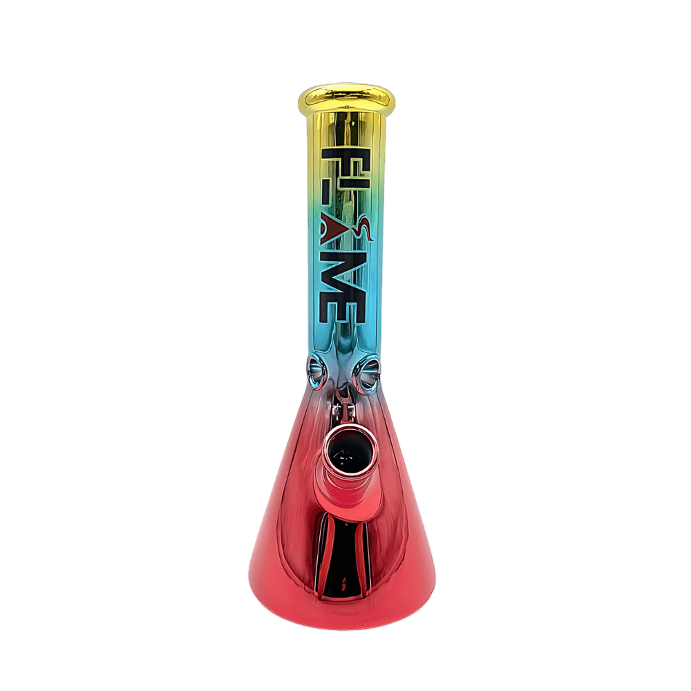 11” Rainbow Flame Beaker Bong - Red