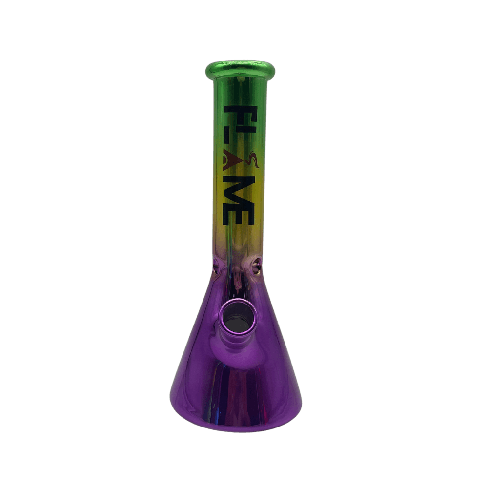 11” Metallic Purple Rasta Flame Beaker Bong