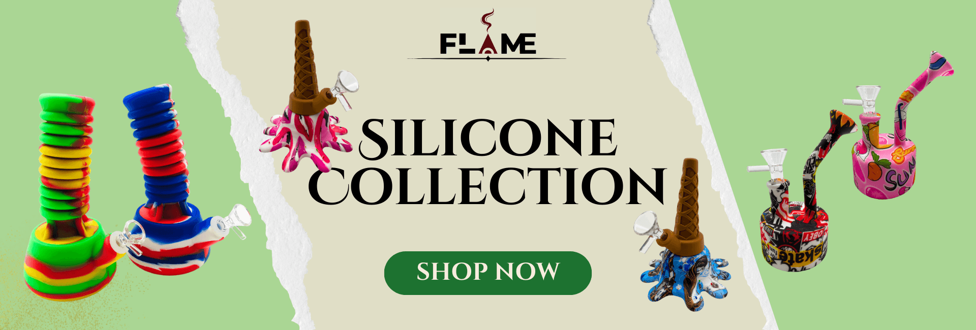 Wholesale colorful silicone bongs collection in Canada – shop durable, heat-resistant smoking accessories at Flame Bongs