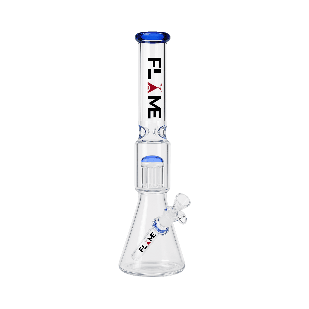 15" FLAME Clear Single Tree Perc Beaker Bong - Blue