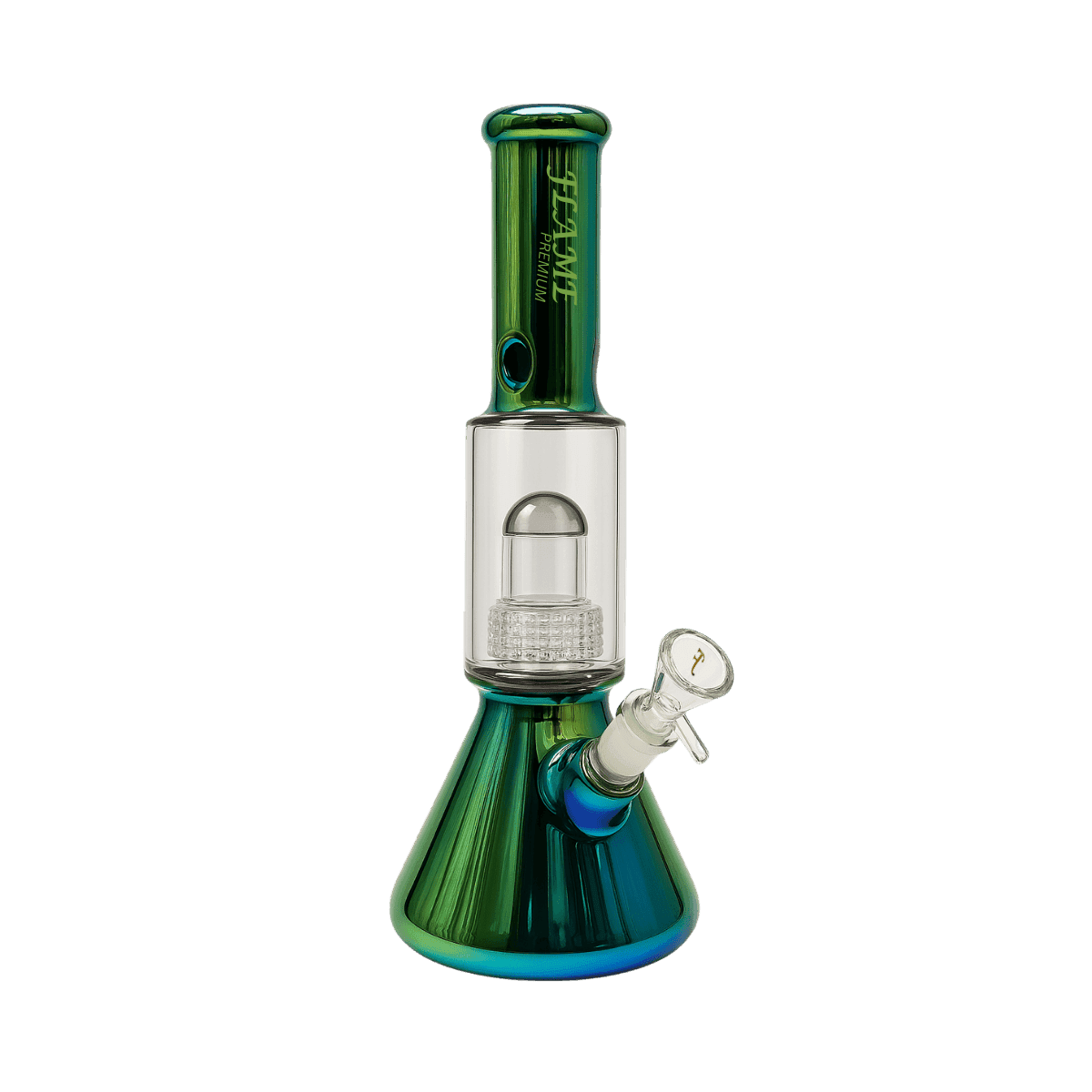 14" FLAME PREMIUM Electroplated Nuclear Perc Bong - Green