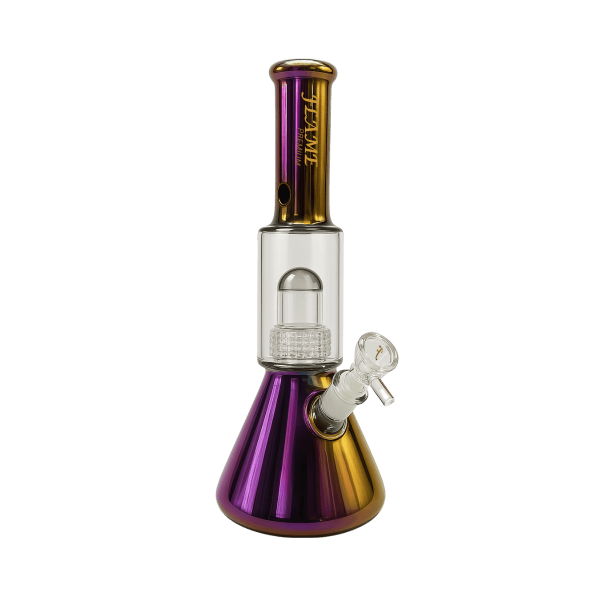 14" FLAME PREMIUM Electroplated Nuclear Perc Bong - Oil Slick