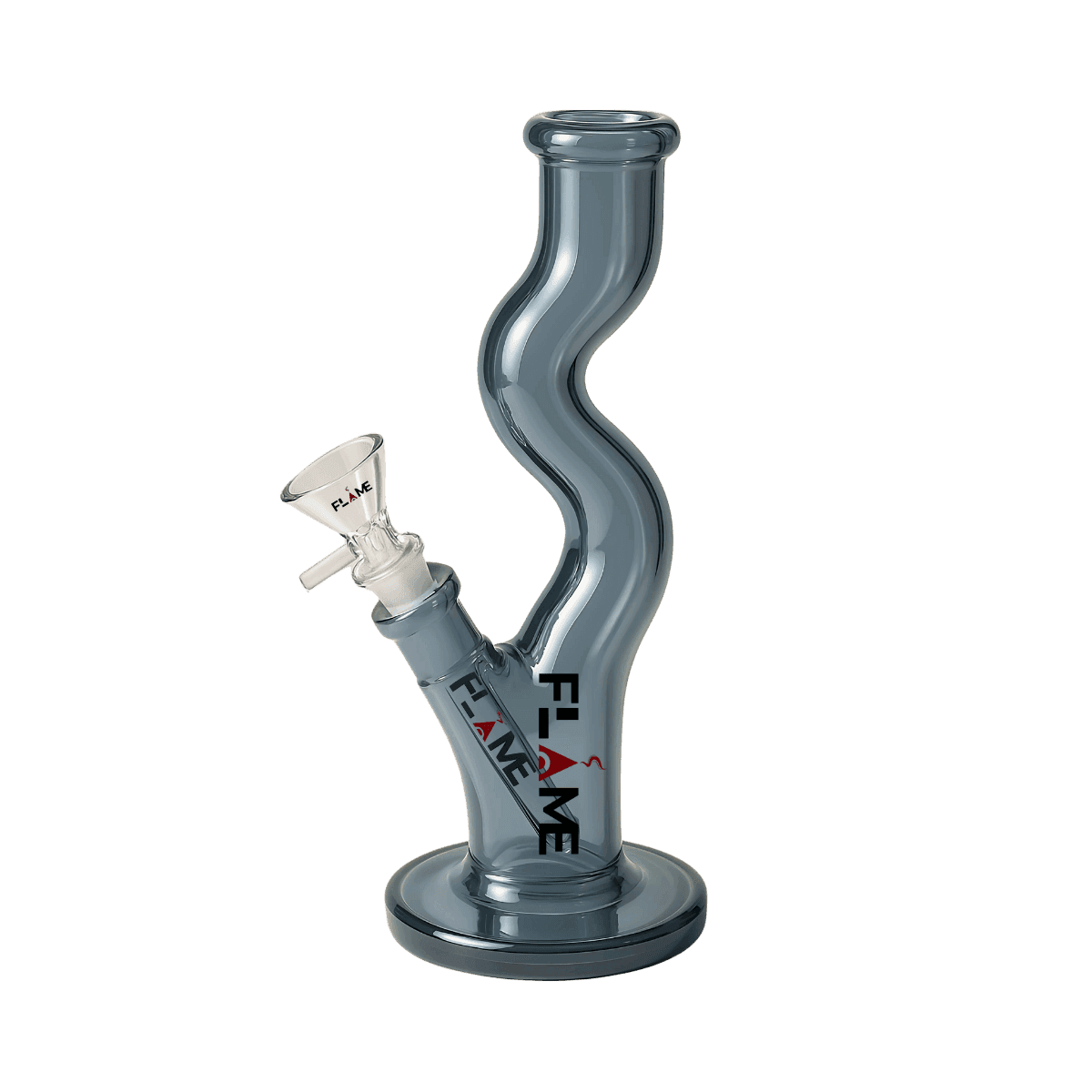 10" FLAME High Gloss Straight Zong Bong - Grey