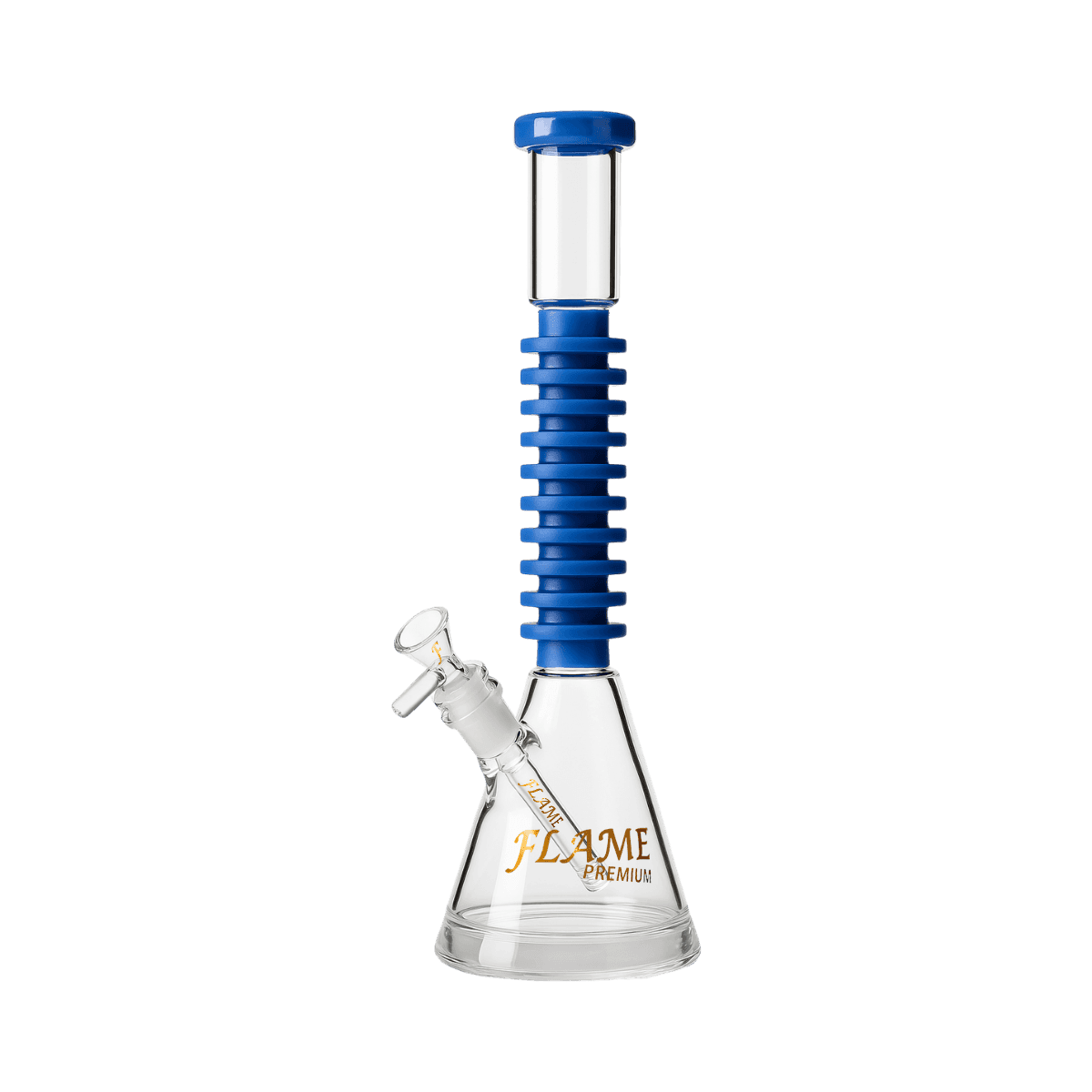 18" FLAME PREMIUM Ringed Bong - Light Blue