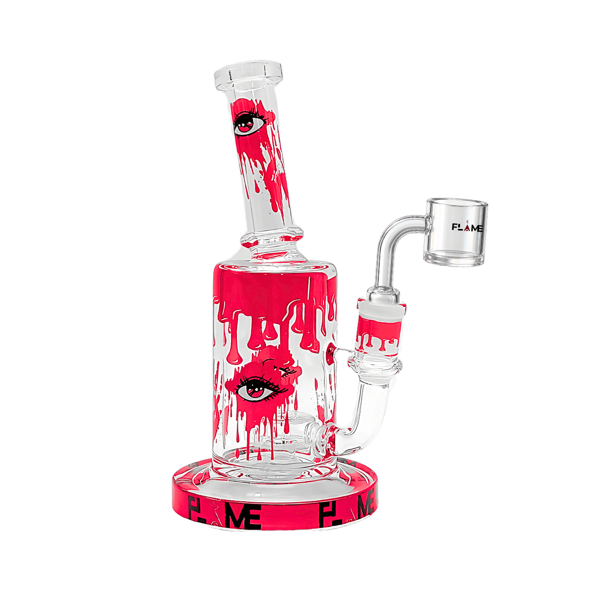 9" FLAME Bloody Mary Bent Neck Decal Bong w/ Donut Perc