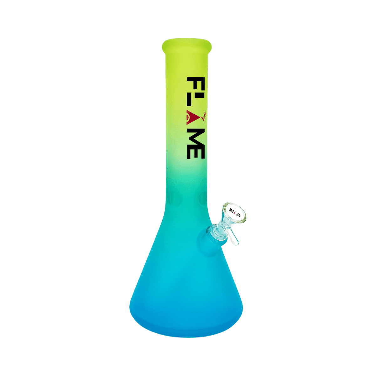 14" FLAME Frosted & Sandblasted Beaker Bong - Blue