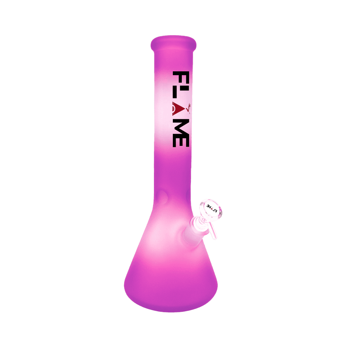 14" FLAME Frosted & Sandblasted Beaker Bong - Pink