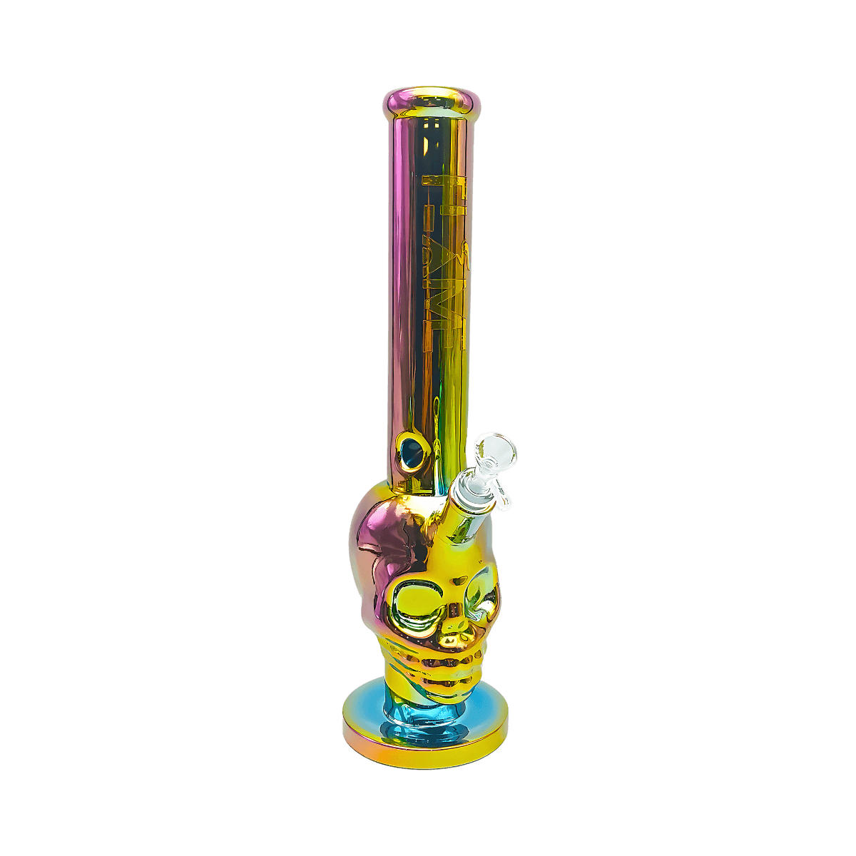 16" FLAME Electroplated Skull Bong - Gold