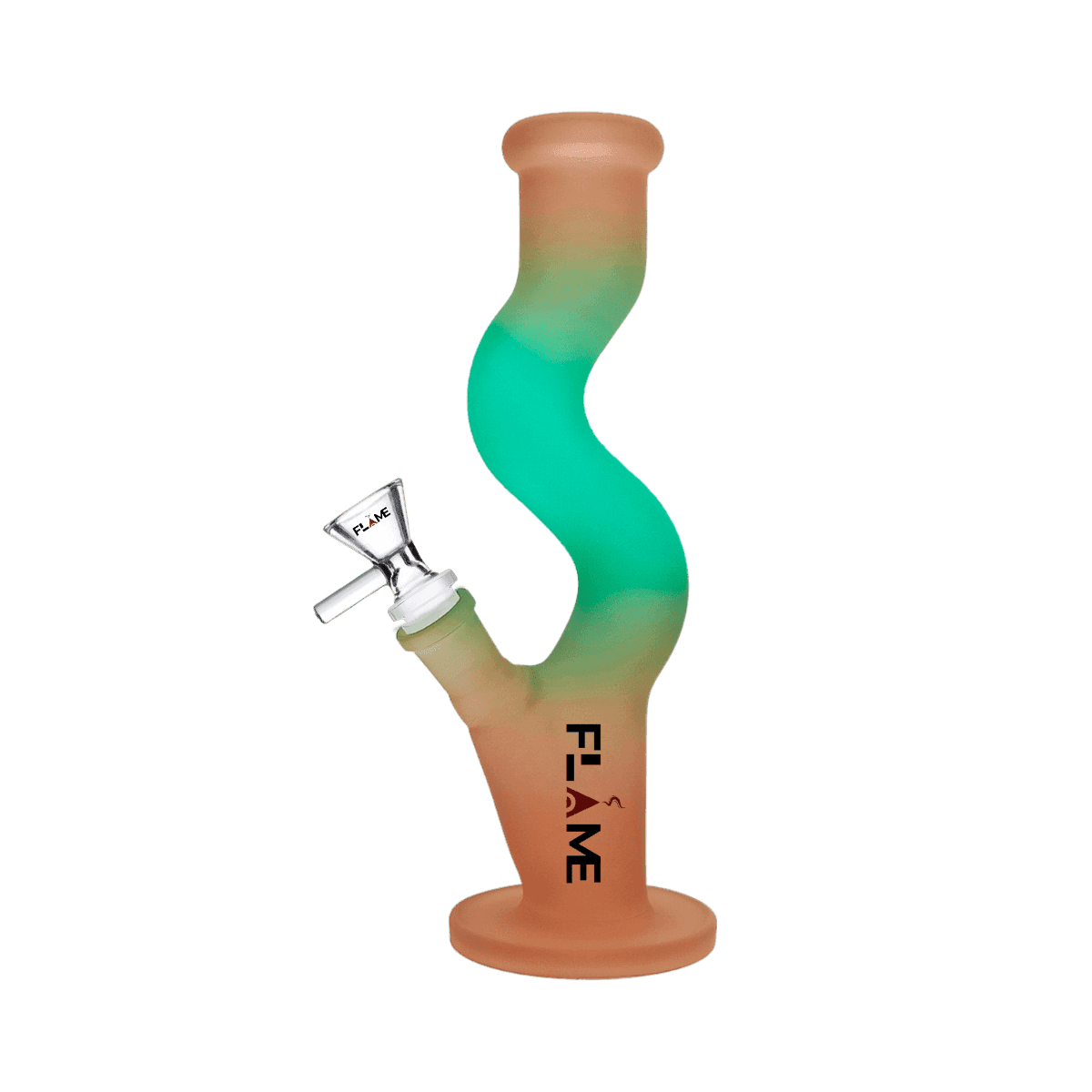 10" FLAME Frosted & Sandblasted Straight Zong Bong - Brown