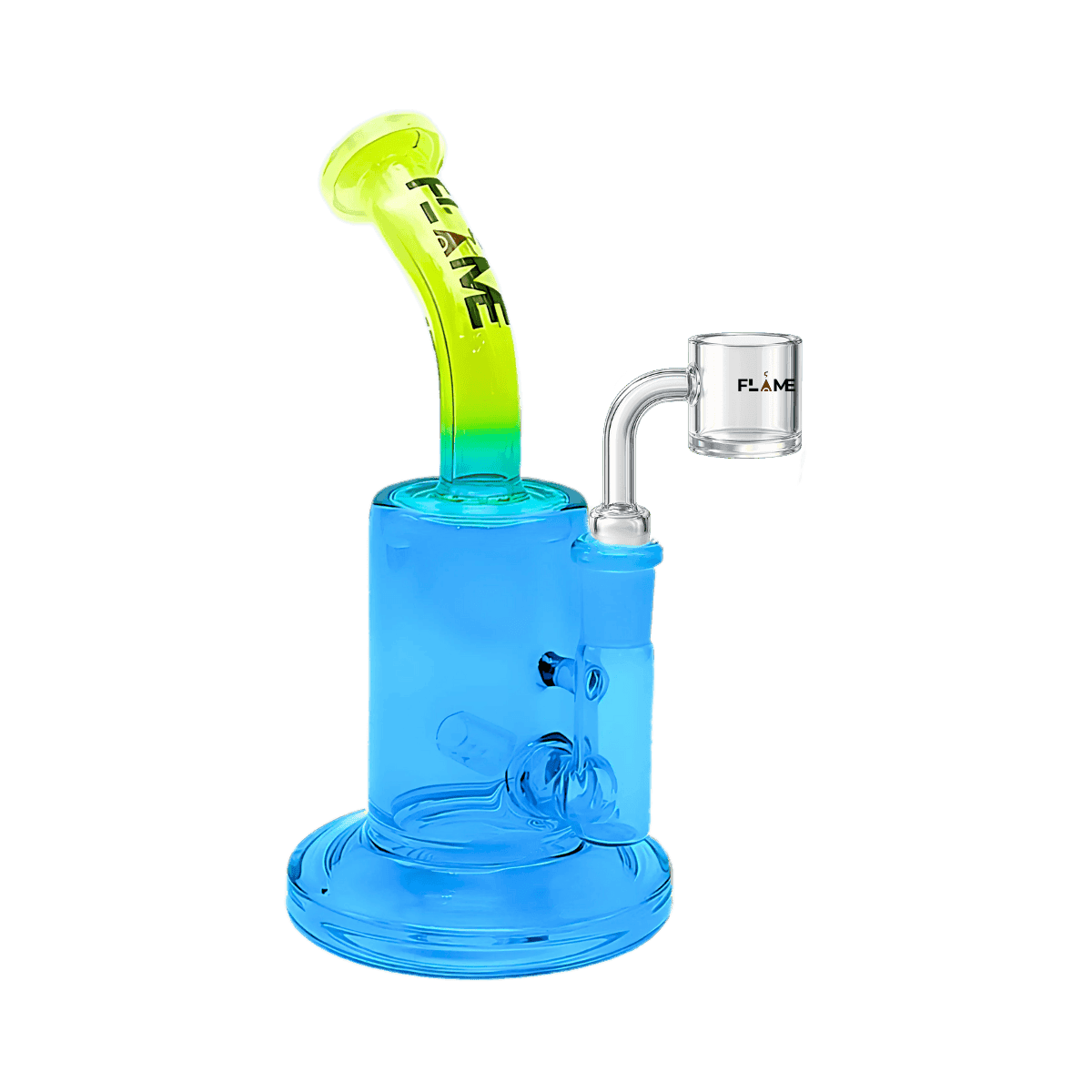 7.5" FLAME Two Tone Bent Neck Dab Rig - Blue