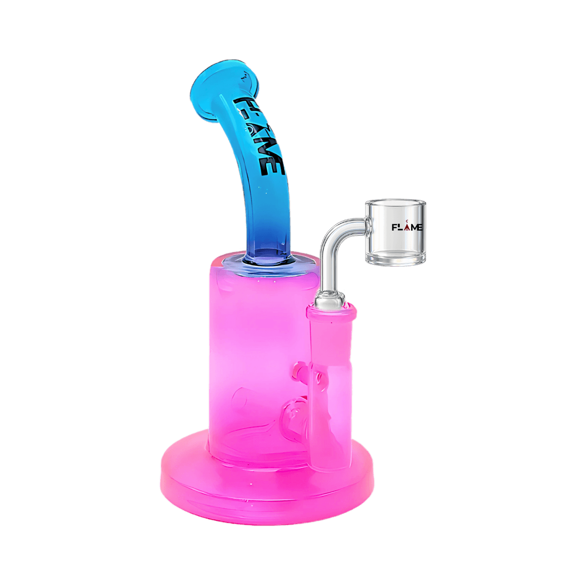 7.5" FLAME Two Tone Bent Neck Dab Rig - Pink