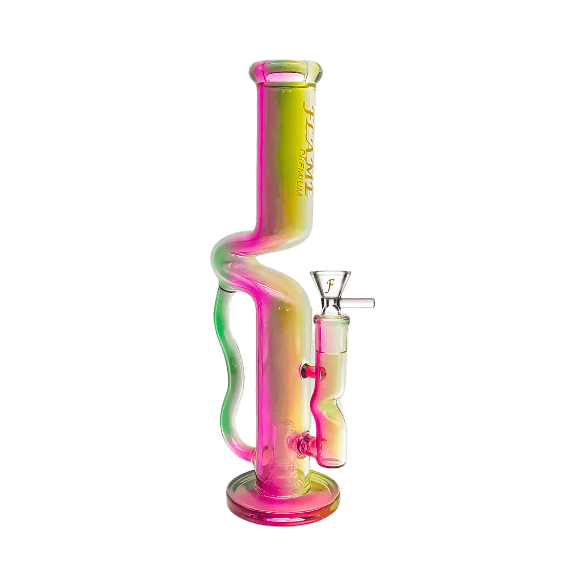 12" FLAME PREMIUM Tri-Colored Recycler Bong - Pink