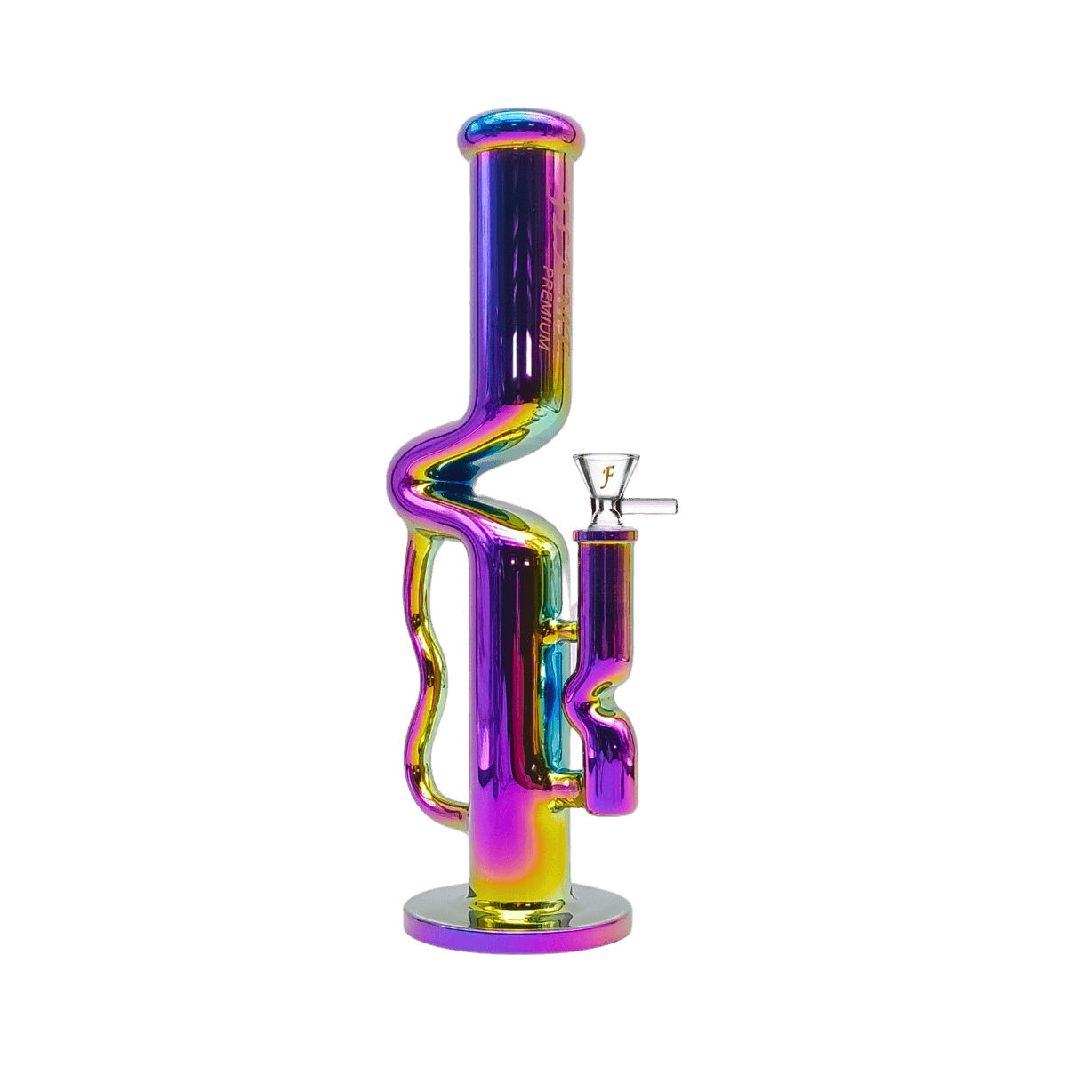 12" FLAME PREMIUM Electroplated Recycler Bong - Oil Slick