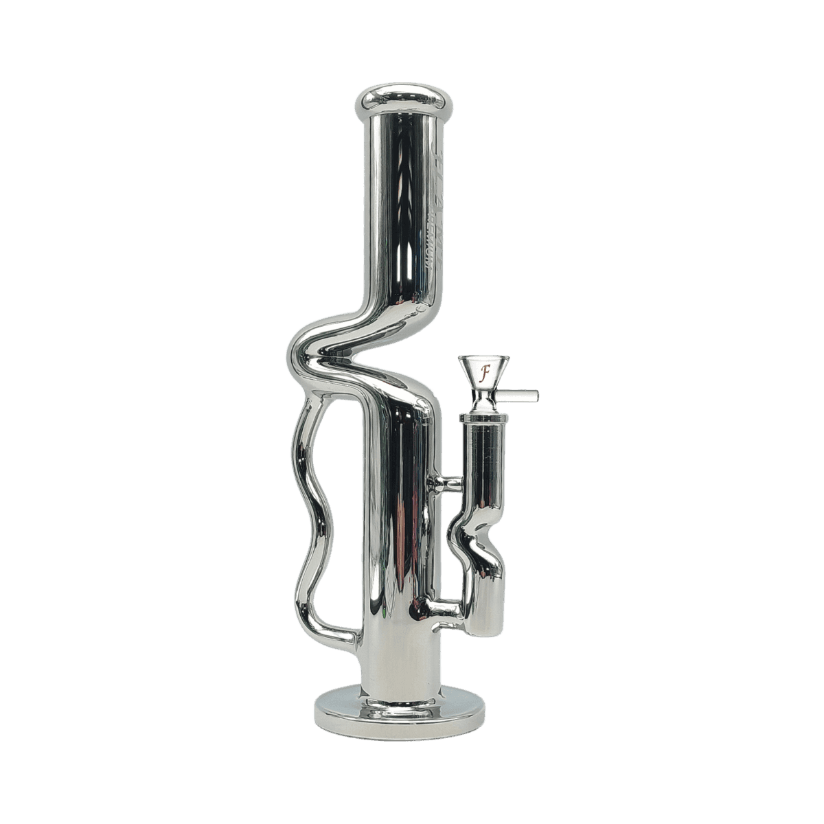 12" FLAME PREMIUM Electroplated Recycler Bong - Silver