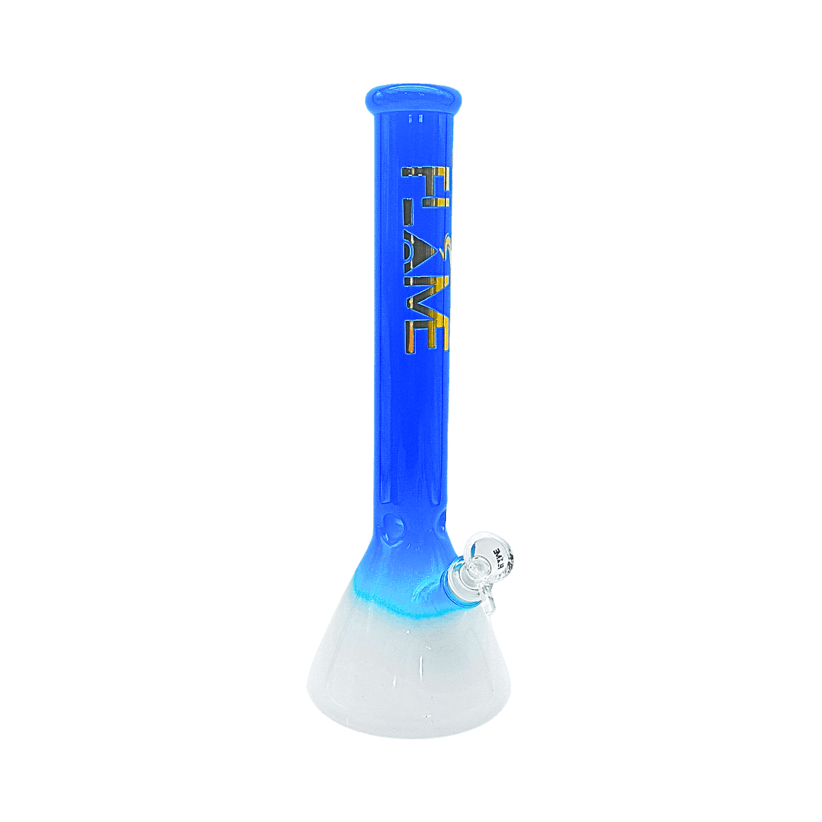 14" FLAME Straight Shooter Beaker Bong - Blue & White