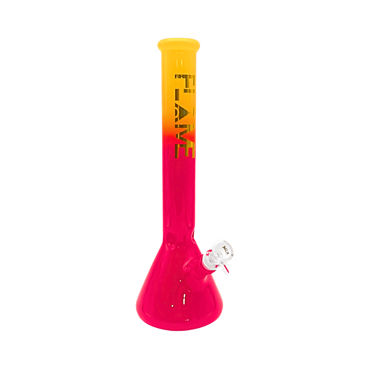 14" FLAME Straight Shooter Beaker Bong - Yellow & Red