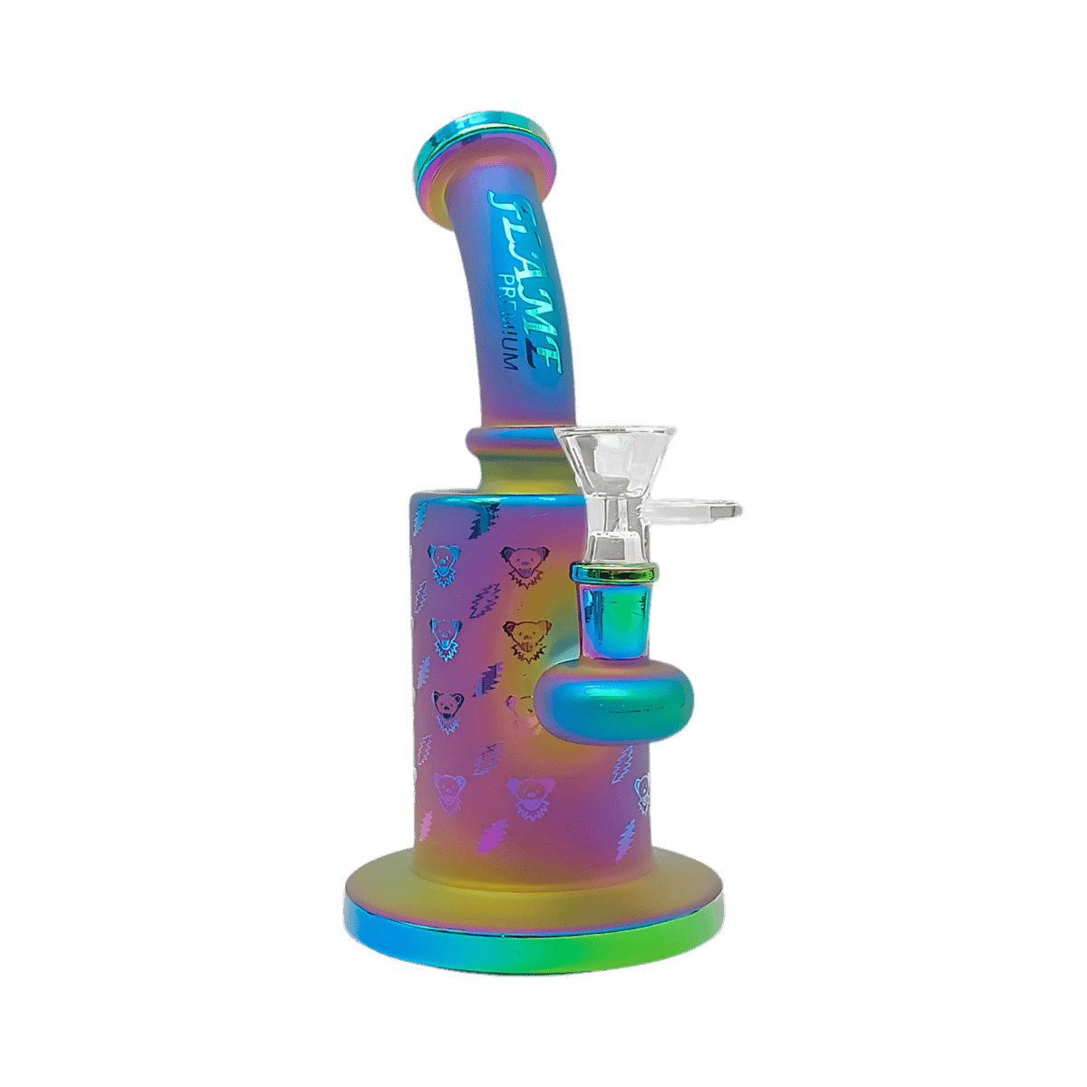 9" FLAME Metallic Sandblasted & Anodized Bong - Oil Slick
