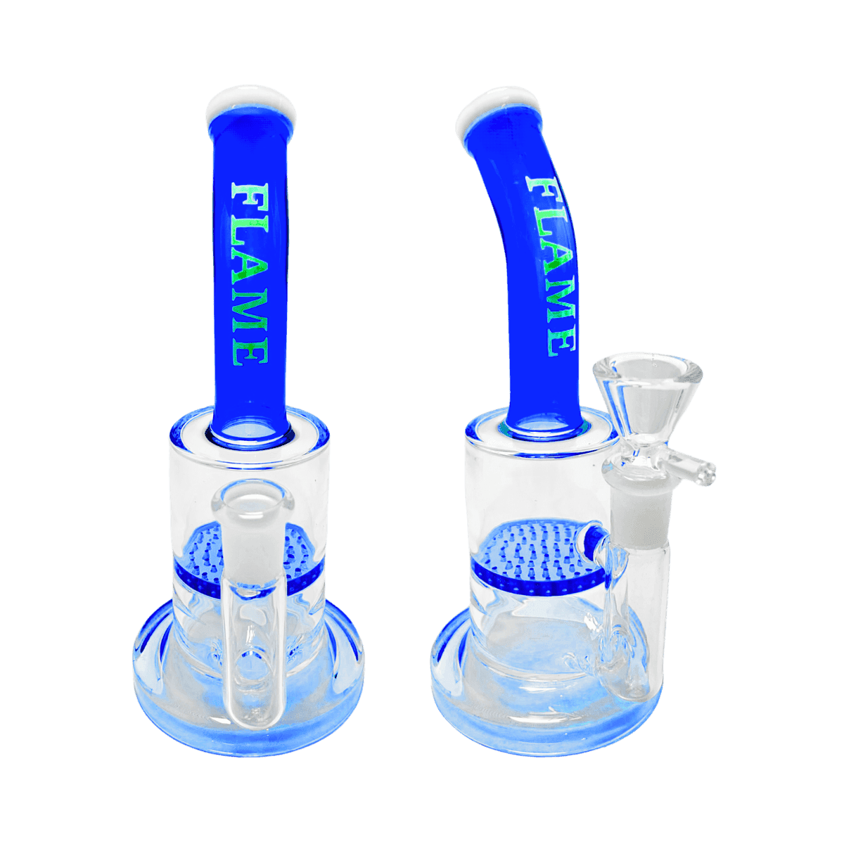 8" Flame Honeycomb Perc Rig - Blue