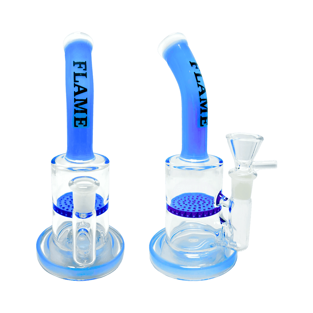 8" Flame Honeycomb Perc Rig - Sky Blue