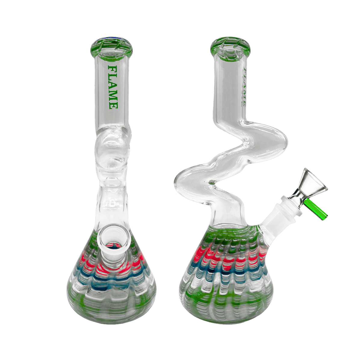 10" Flame Wrap & Rake Zong Bong - Green