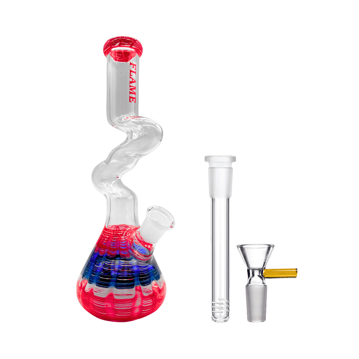 10" Flame Wrap & Rake Zong Bong - Red