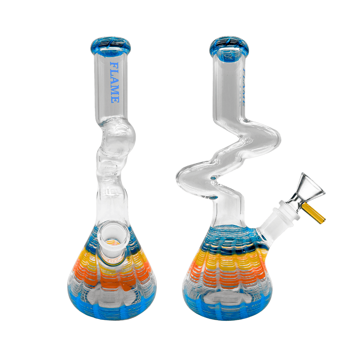 10" Flame Wrap & Rake Zong Bong - Sky Blue
