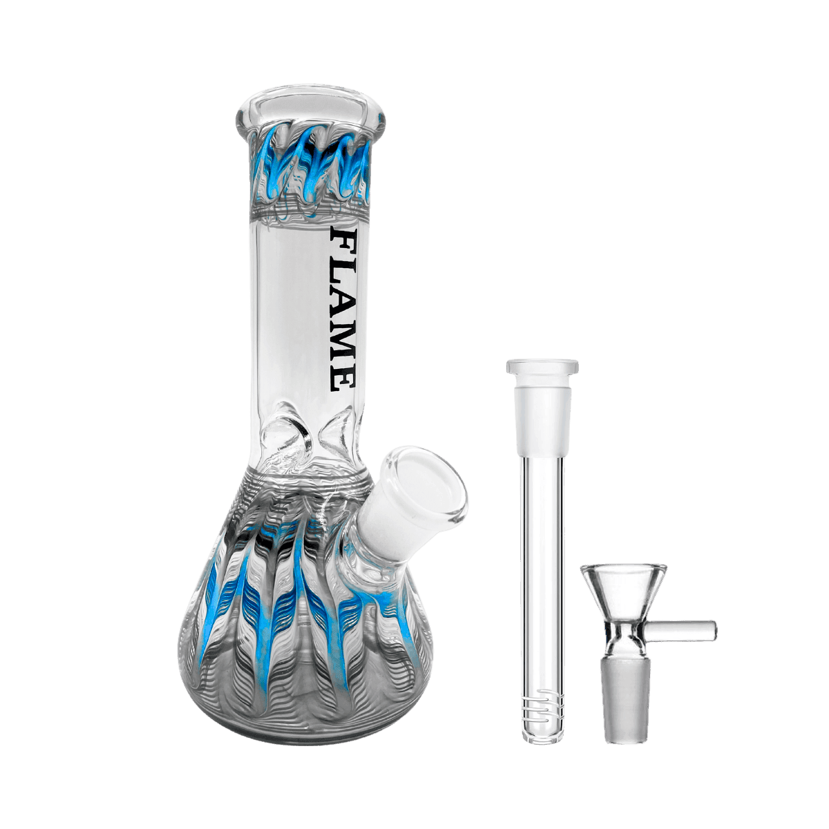 8" Flame Wrap & Rake Straight Shooter Bong - Black