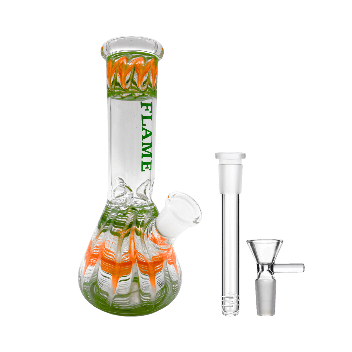 8" Flame Wrap & Rake Straight Shooter Bong - Green