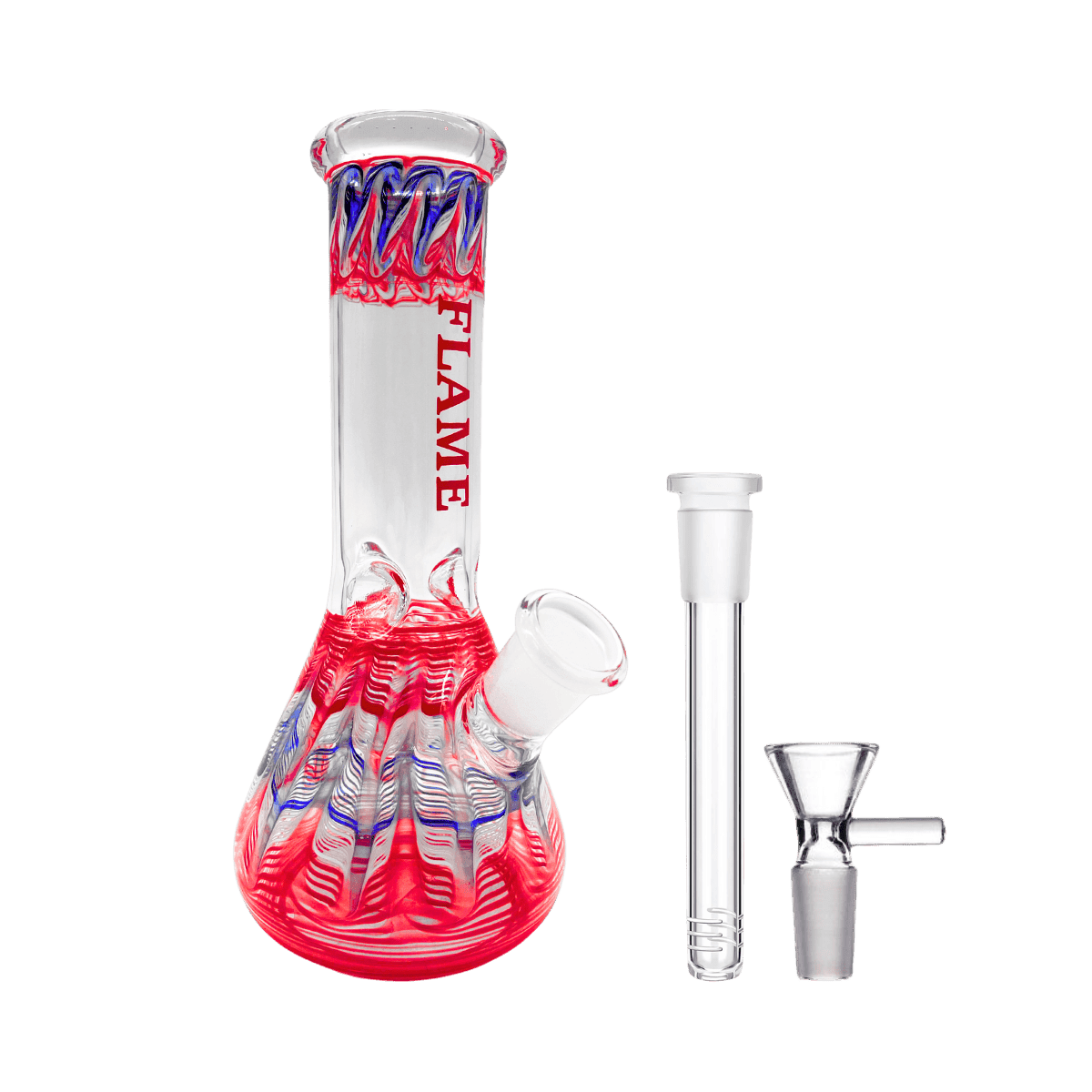 8" Flame Wrap & Rake Straight Shooter Bong - Red