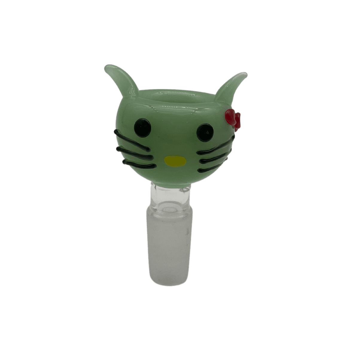 14mm Cat Face Glass Bowl - Green