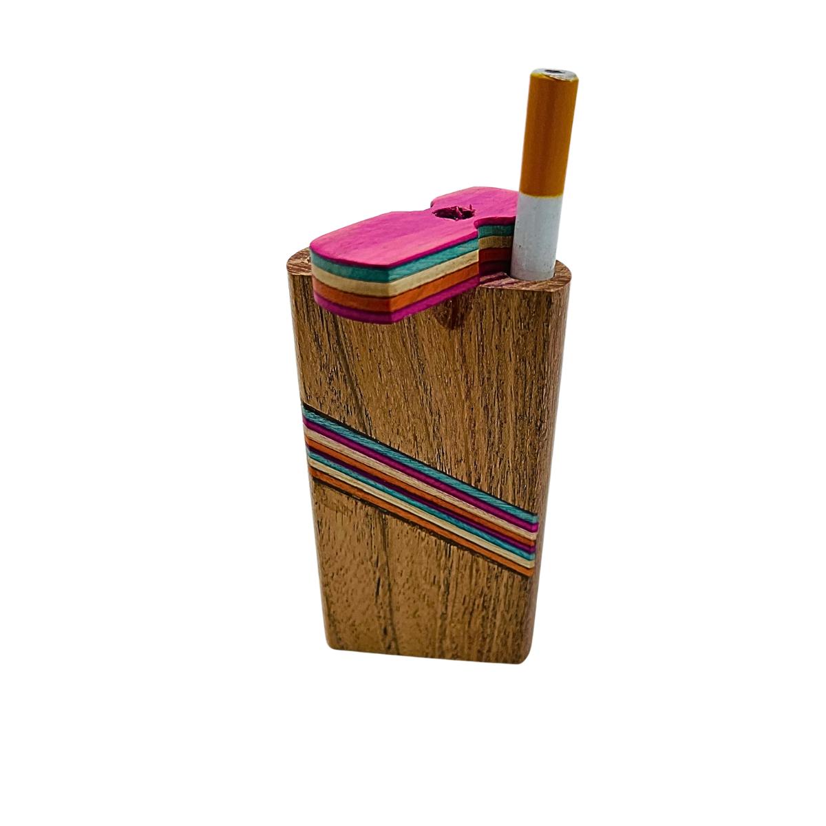 Multicolor Striped Wooden Dugout with Pink Lid - Pack of 10