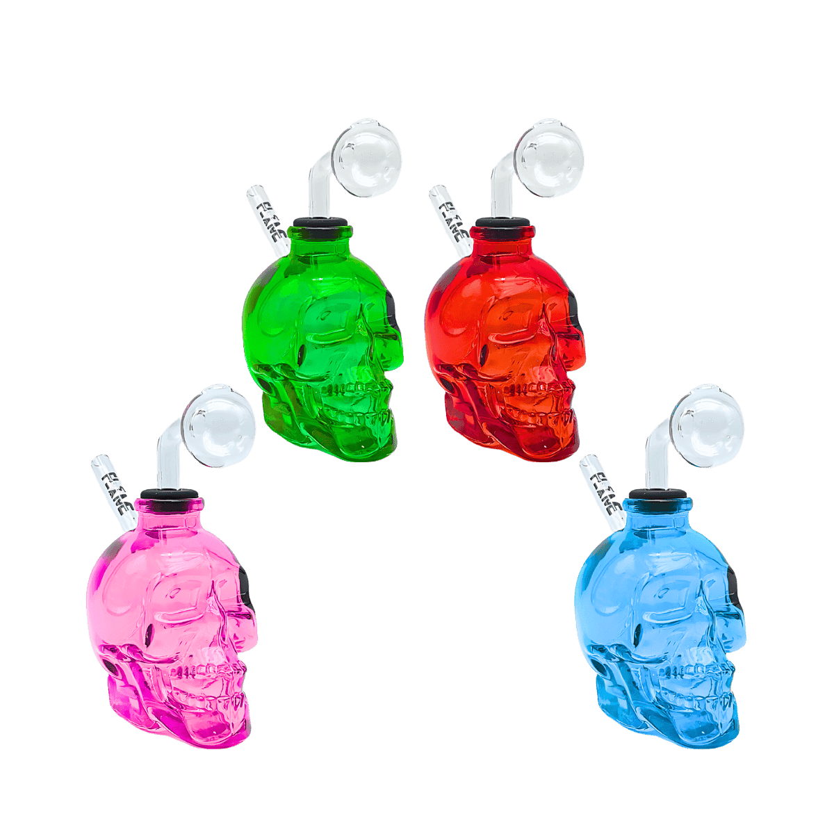 6" Skull Glass Oil Bong - Assorted Colors (Set of 5)