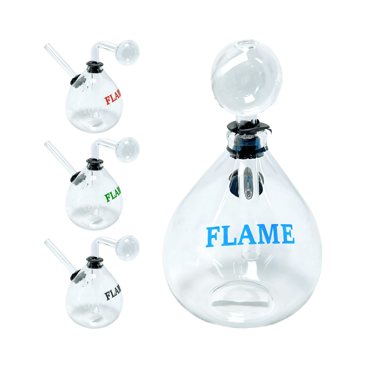 5" Flame Clear Mini Oil Bong - Assorted Colors (Set of 4)