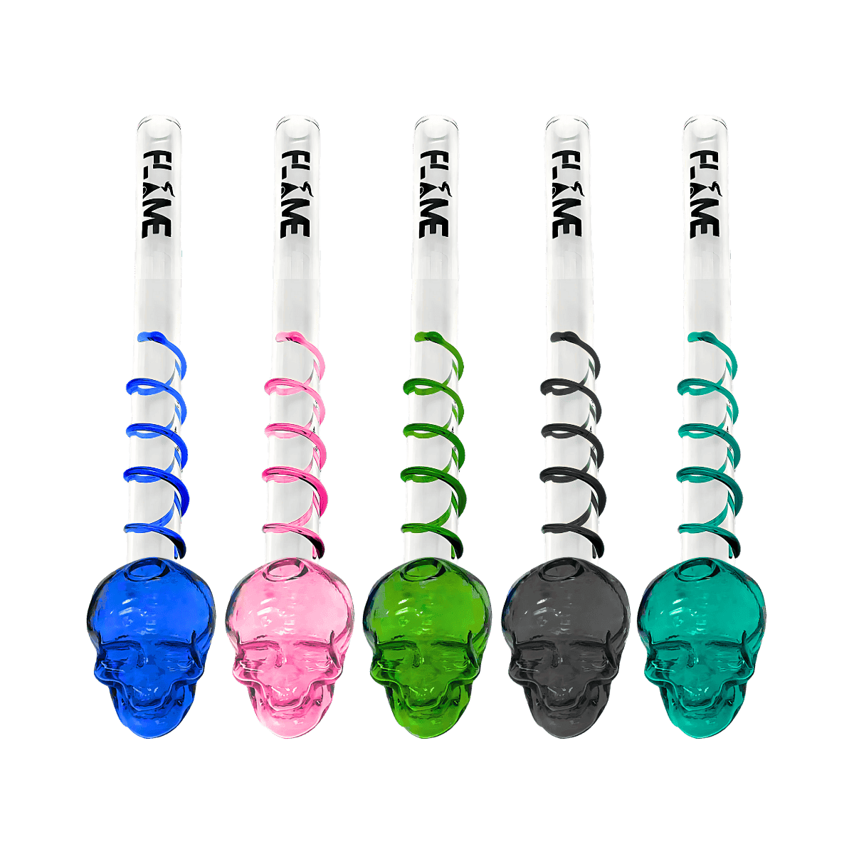 5.5" Flame Skull Pipe with Spiral Accent - Assorted (Set of 12)