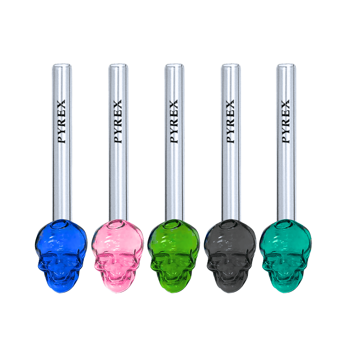 5" Pyrex Skull Stem Ball Pipe - Assorted Colors (Set of 12)