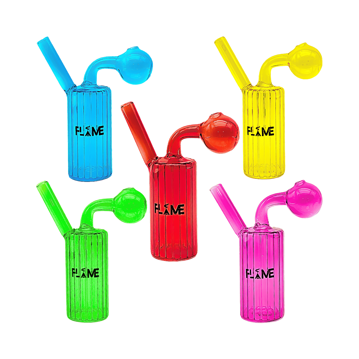 5" Flame Mini Cylinder Oil Bong - Assorted Colors (Set of 6)