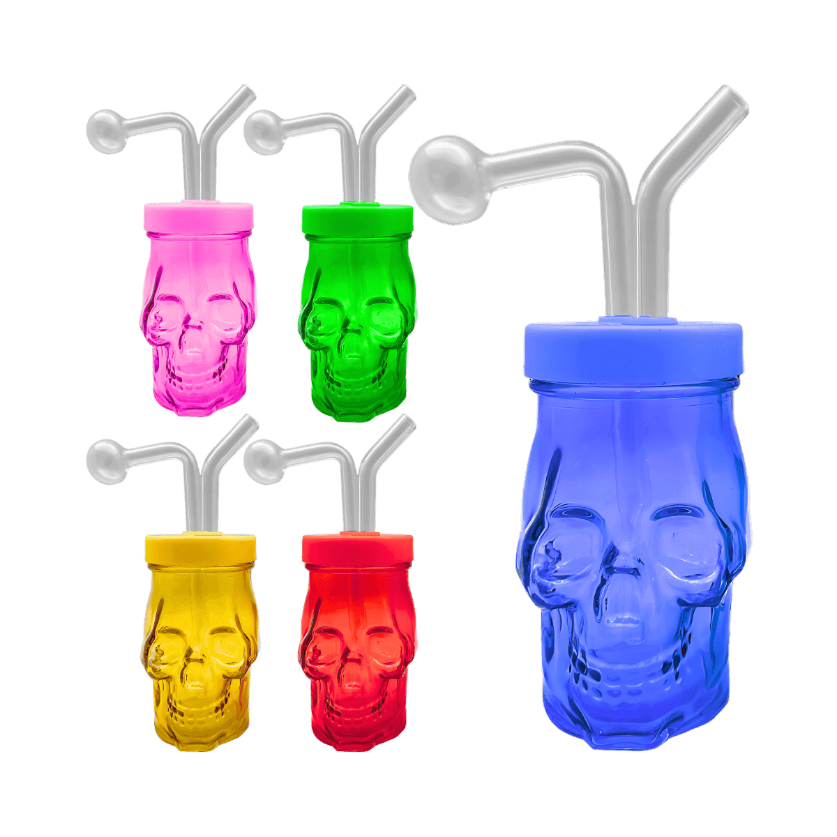 5.5" Skull Cup Oil Bong - Assorted Colors (Set of 6)