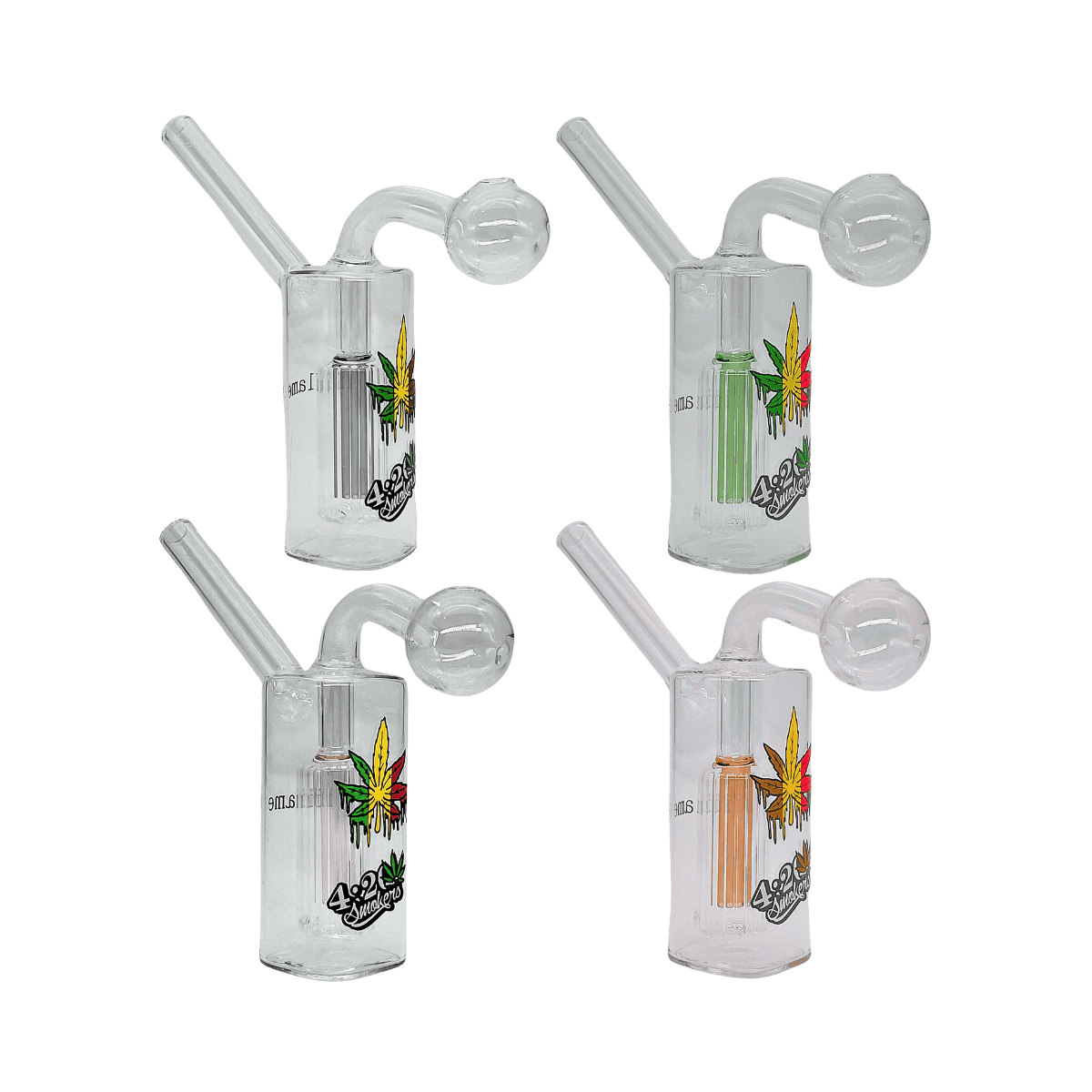 4.5" Oil Bong with 420 Design and Straight Percolator (Set of 6)