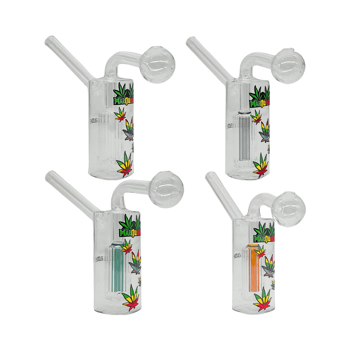 4.5" Oil Bong with Maple Leaf Design and Straight Percolator (Set of 6)